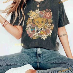 Retro Floral Lion King Comfort Colors Shirt Disney Timon And Pumbaa Disneyland Tee 2