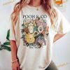 Retro Floral Pooh & Co Comfort Colors Shirt, Disney Pooh Bear Woman Disney Shirt