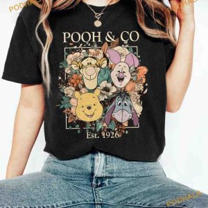 Retro Floral Pooh Co Comfort Colors Shirt Disney Pooh Bear Woman Disney Shirt 2