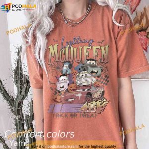 Retro Lightning McQueen Halloween Comfort Colors Shirt, Disney Cars Halloween Shirt