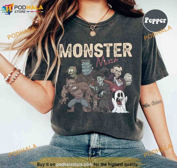 Retro Monster Mash Comfort Colors Halloween Shirt, Vintage Ghost Fall Tee