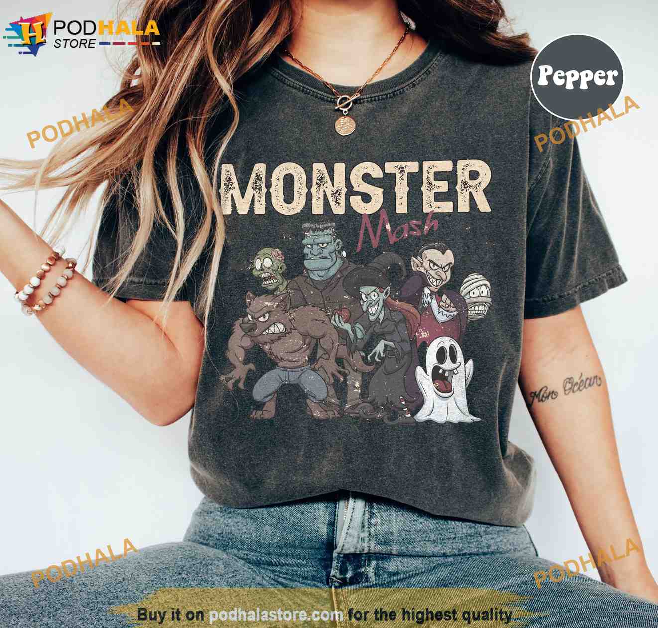 Retro Monster Mash Comfort Colors Halloween T-Shirt, Vintage Ghost Fall Tee