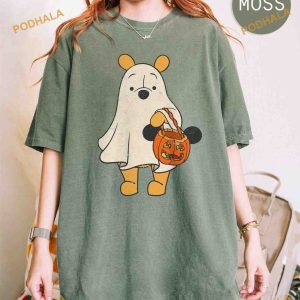 Retro Pooh Ghost Disney Halloween Comfort Colors Shirt Mickeys Not So Scary Tee 1