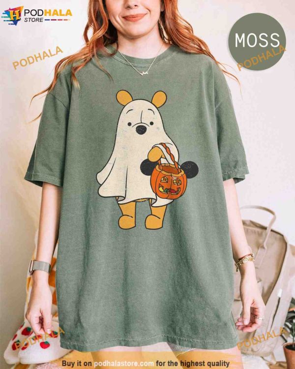 Retro Pooh Ghost Disney Halloween Comfort Colors Shirt, Mickey’s Not So Scary Tee