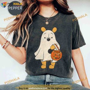 Retro Pooh Ghost Disney Halloween Comfort Colors Shirt Mickeys Not So Scary Tee 3