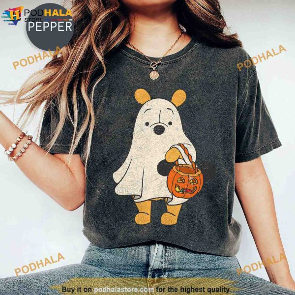 Retro Pooh Ghost Disney Halloween Comfort Colors Shirt, Mickey’s Not So Scary Tee