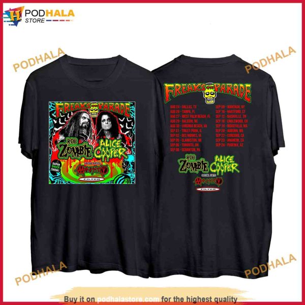 Rob Zombie Freaks On Parade Tour 2023 Shirt, Rob Zombie Alice Cooper Dates Sweatshirt