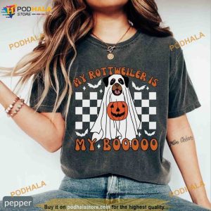Rottweiler Ghost Dog Halloween Comfort Colors Shirt, Dog Mom Fall Tee