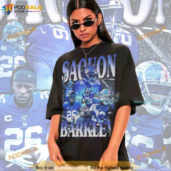 Saquon Barkley Classic Football Tee, NY Giants Women’s Shirt, Men’s Vintage Apparel