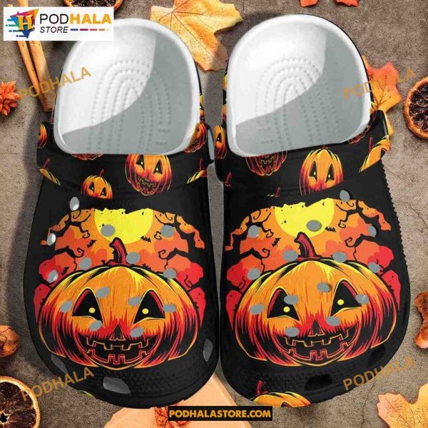 Scary Pumpkin Dark Night Custom Halloween Crocs Classic Clogs Shoes