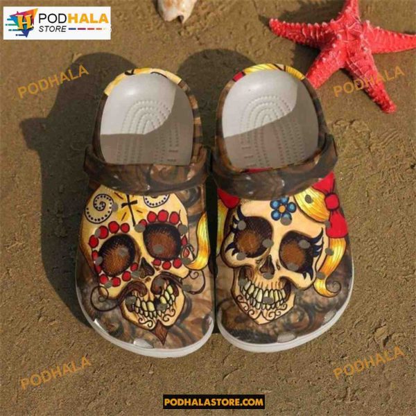 Skull Couple Happy Day Of The Dead Skull Fans Occasion Clog Shoes Halloween Crocs