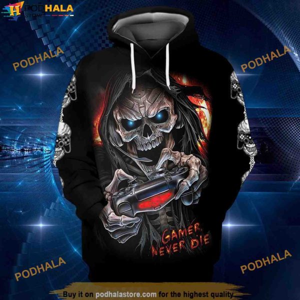 Skull Death Game Never Die Halloween 3D Hoodie, Halloween Gifts For Kids
