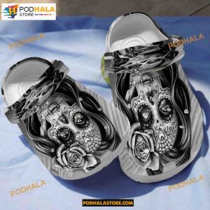 Skull Lady Sugar Skull Day Of The Dead Clog Shoes Halloween Crocs