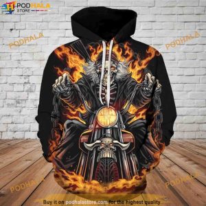 Skull Riding Skeleton Halloween 3D Hoodie, Halloween Gift Ideas