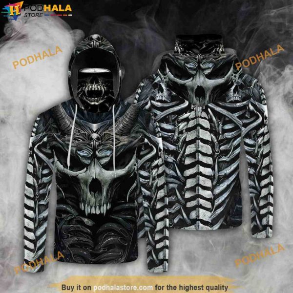Skull Skeleton Mask Over Print Halloween 3D Hoodie, Halloween Gift Ideas