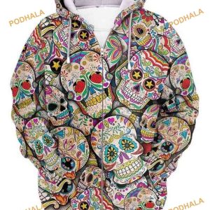 Skull Tattoos 3D T Shirt Hoodie, Halloween Gifts For Adults