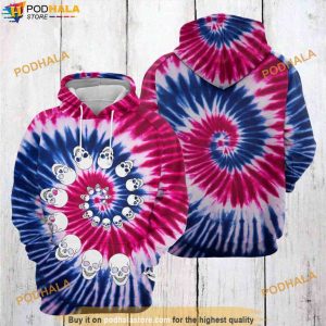 Skull Tie Dye Halloween 3D Hoodie, Halloween Gifts For Adults