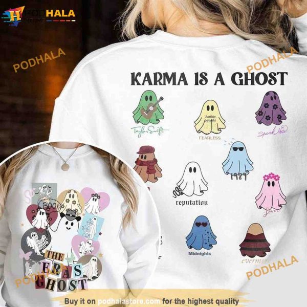 The Eras Ghost 2 Side Shirt, Halloween Eras Tour Shirt, Karma Is A Ghost