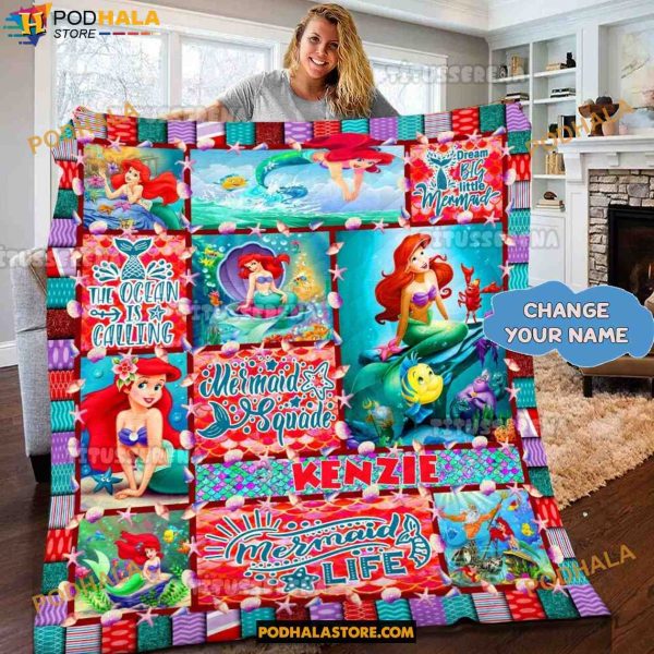 The Little Mermaid Blanket, Ariel Birthday Fleece Blanket, Gifts For Disney Lovers