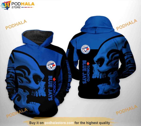 Toronto Blue Jays MLB Skull 3D Hoodie, MLB Clothing For Fans