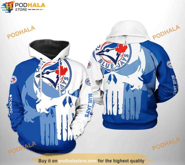 Toronto Blue Jays MLB Team Skull 3D Hoodie, MLB Clothing For Fans