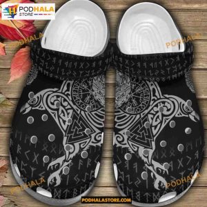 Viking Raven Vegvisir Valknut Raido Mannaz Inguz Gebo Halloween Crocs