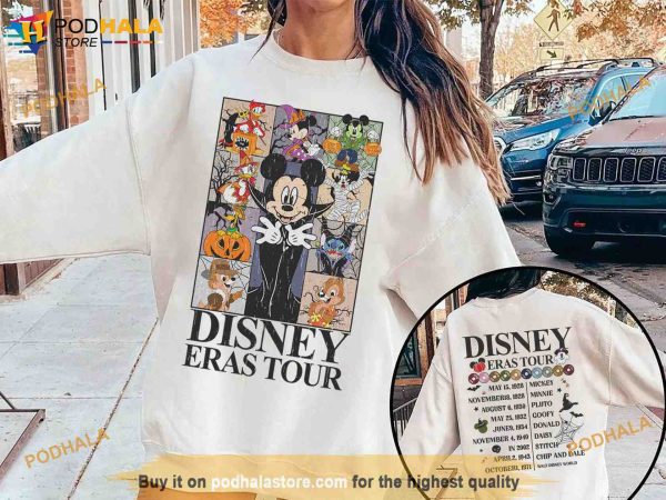 Vintage Disney Eras Tour 2 Sides Shirt, Mickey and Friends Funny Halloween Shirt