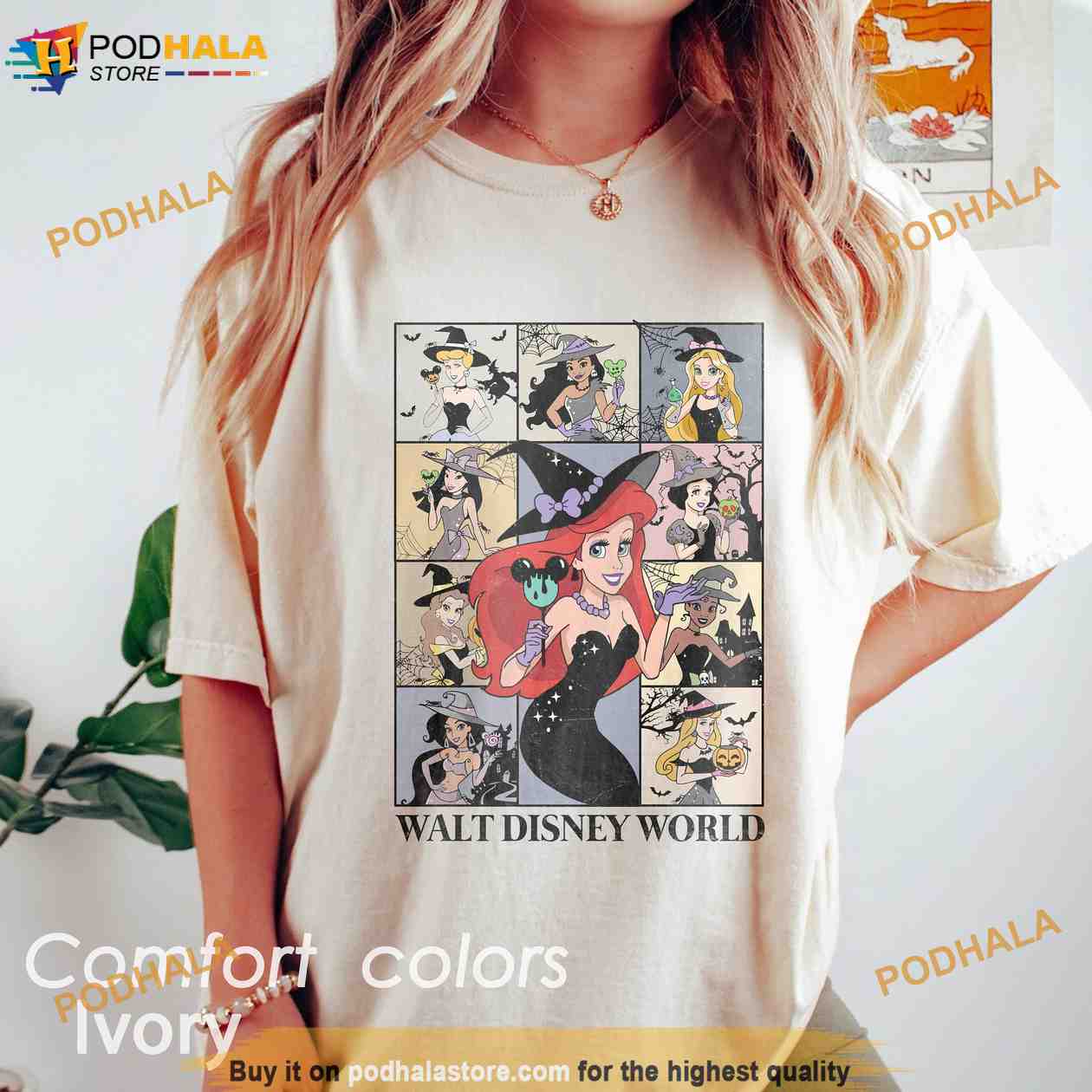Vintage Disney Princess Halloween Comfort Colors T-Shirt, Retro Walt Disney World Halloween Shirt