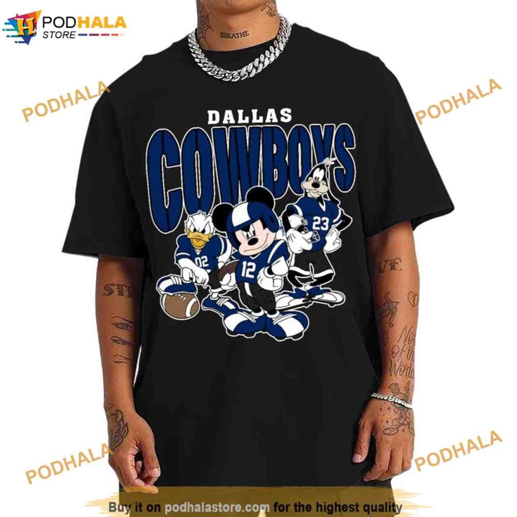 Vintage Mickey Donald Duck And Goofy Dallas Cowboys NFL Shirt