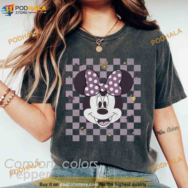 Vintage Minnie Mouse Disney Comfort Colors Halloween Shirt, Checkered Disney Shirt
