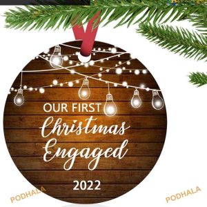 1st Christmas Engaged 2023, Personalized Ceramic Keepsake