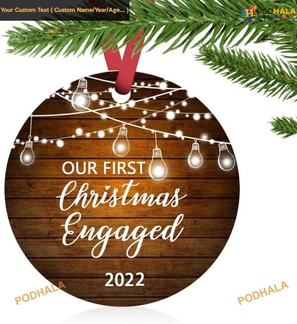 1st Christmas Engaged 2023, Personalized Ceramic Keepsake