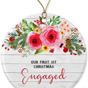 1st Christmas Engaged Keepsake Ceramic Ornament