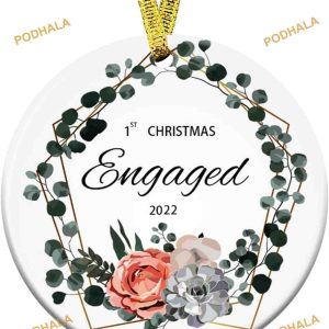 2023 1st Christmas Engaged Ornament, Baby's First Christmas Ceramic Bauble
