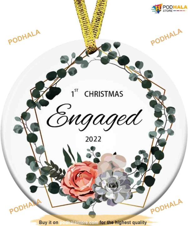 2023 1st Christmas Engaged Ornament, Baby’s First Christmas Ceramic Bauble