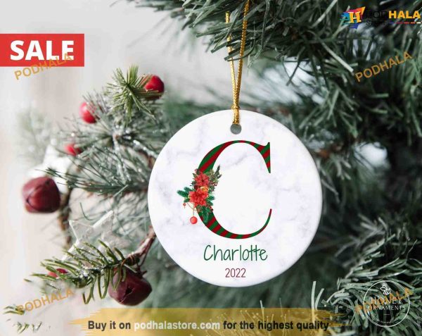 2023 Custom Family Christmas Ornament, Monogram Alphabet, Personalized Family Ornaments