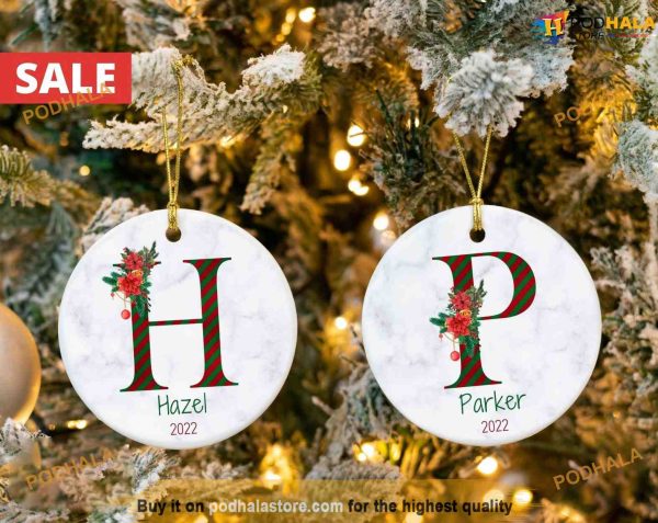 2023 Custom Family Christmas Ornament, Monogram Alphabet, Personalized Family Ornaments