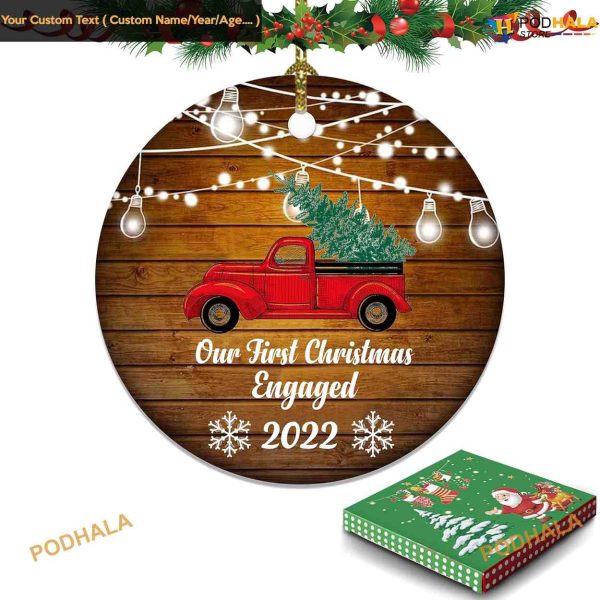 2023 Engaged First Christmas, Red Truck Tree Ornament