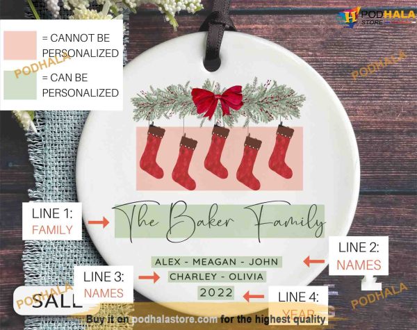 2023 Family Stocking Ornament, Christmas Names Keepsake, Family Christmas Ornaments