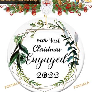 2023 First Christmas Engaged, Personalized Ceramic Ornament