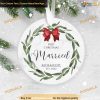 2023 Married First Christmas Ornament, Personalized Ceramic Keepsake