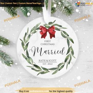 2023 Married First Christmas Ornament, Personalized Ceramic Keepsake