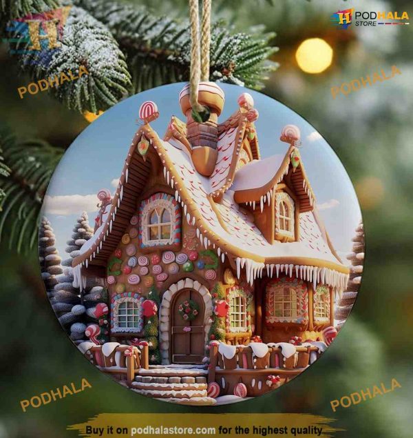 3D Gingerbread House Christmas Ornament, Custom Family Ornaments
