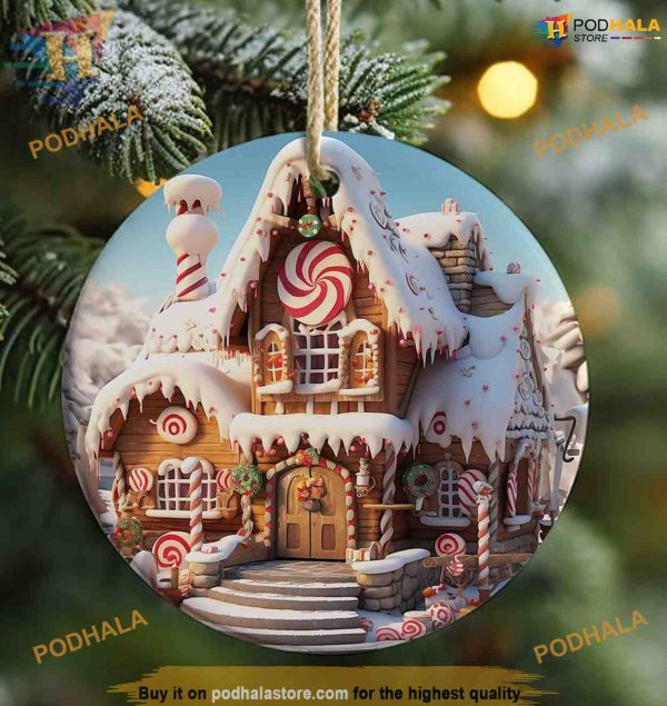 3D Gingerbread House Ornament Sublimation, Family Christmas Ornaments