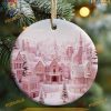 3D Pink Village Christmas Ornament, Funny Christmas Ornaments