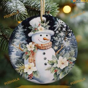 3D Snowman White Snowman Ornament, Personalized Family Ornaments