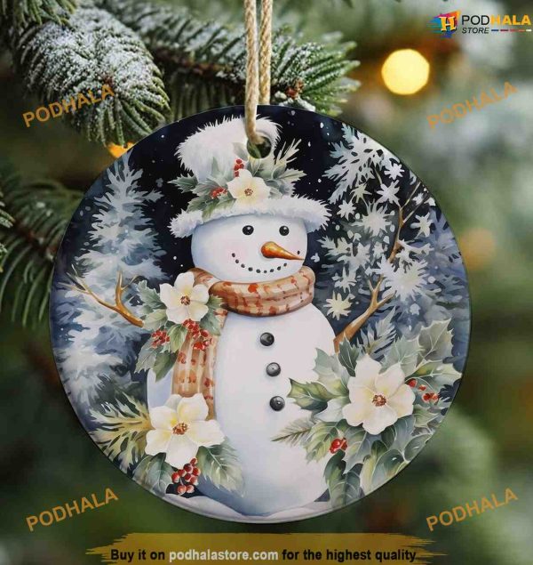 3D Snowman White Snowman Ornament, Personalized Family Ornaments