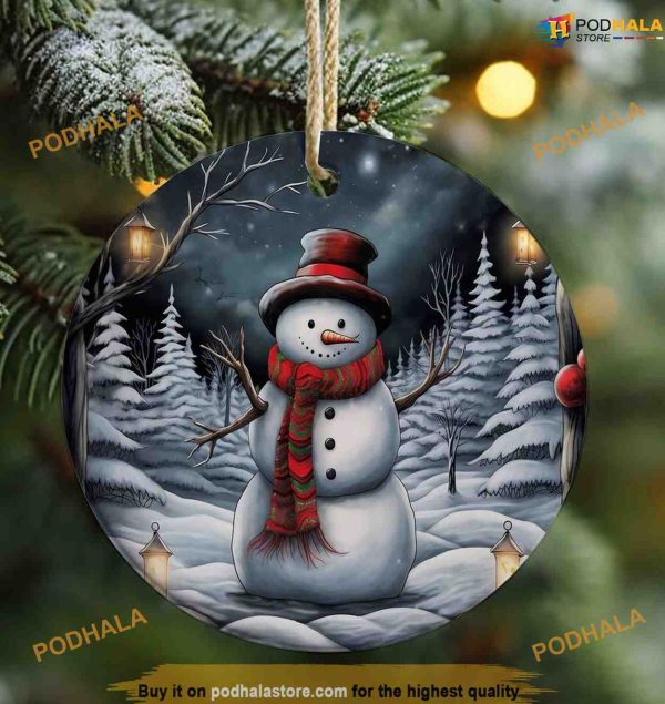 3D Winter Snowman Ornament, Personalized Family Christmas Ornaments