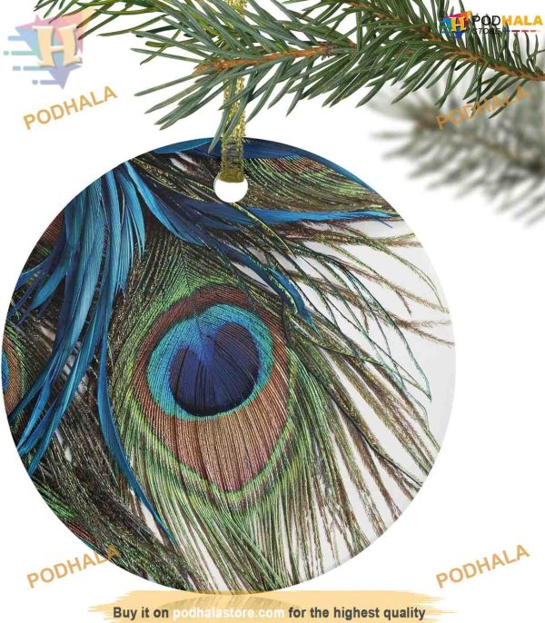 Abstract Peacock Feather Ornament, Family Tree Decoration