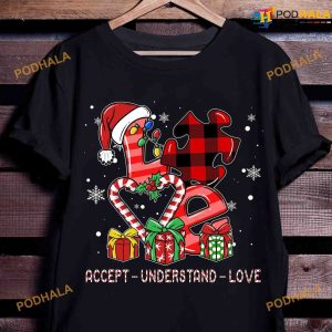 Accept Understand Love Autism Awareness Christmas Shirt